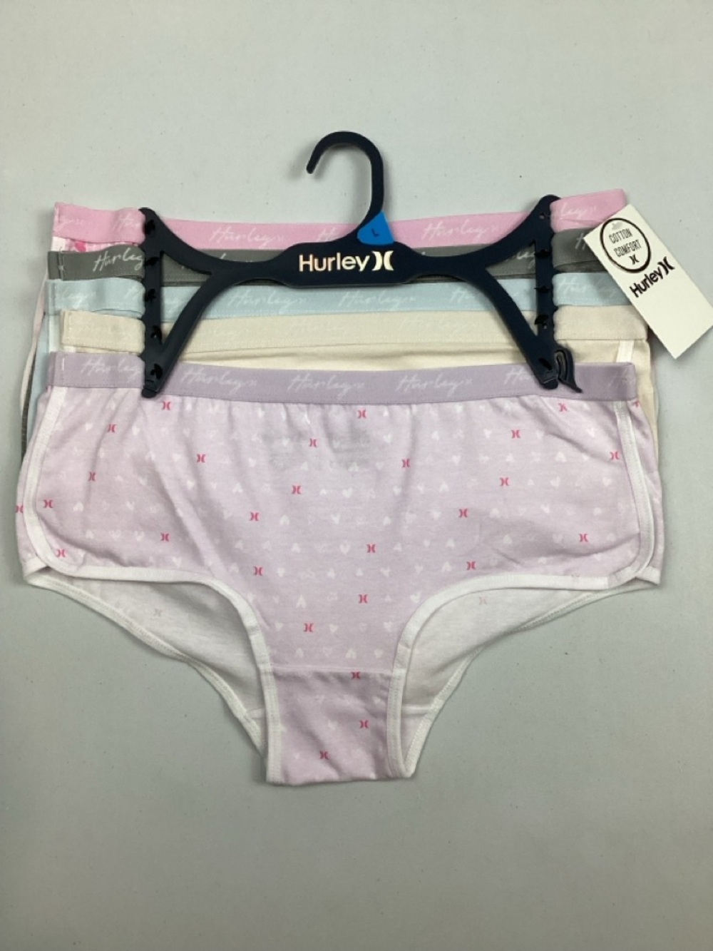 Hurley 5 Pack Cotton Blend Hipster Panties Underwear Large NEW! Retail $58